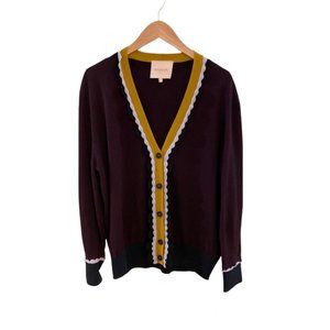 ROKSANDA Heddon Scalloped Wool Cardigan- Purple. Size L